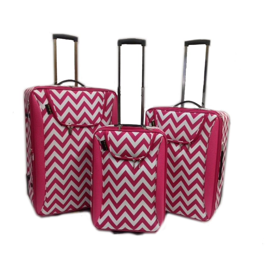 Fuchsia Chevron 3 Pc Luggage Set -19", 23", 27"