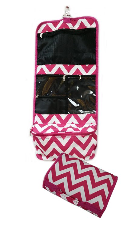 Chevron Fuchsia Roll-up Cosmetic Bag-24"