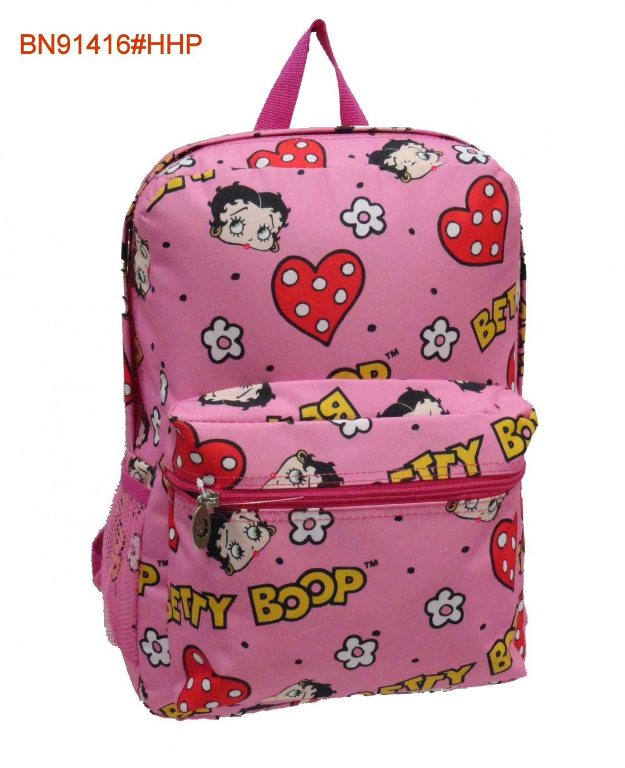 Betty Boop-Hearts & Heads Pink Backpack- 19"