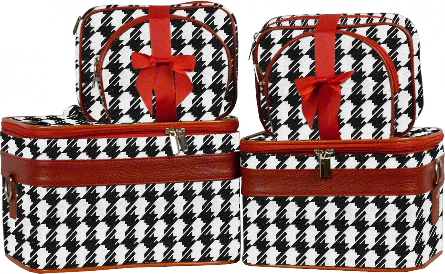 Houndstooth Cosmetic Case - 6 Pc