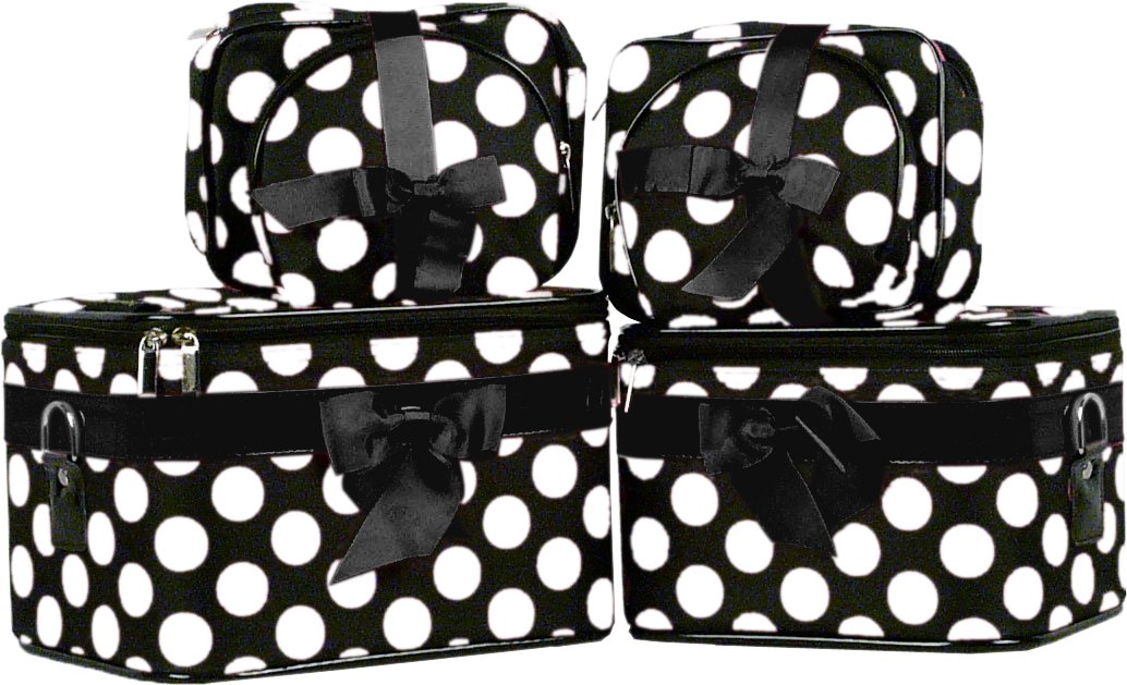 Big White Polka Dots Cosmetic Case - 6 Pc
