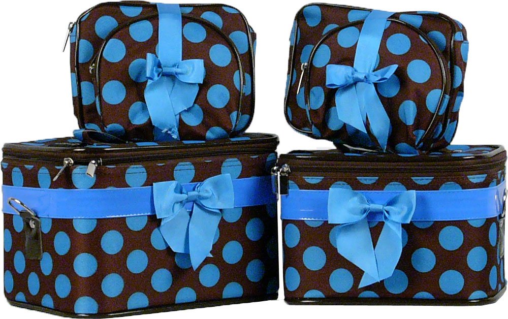 Blue Polka Dots Cosmetic Case - 6 Pc