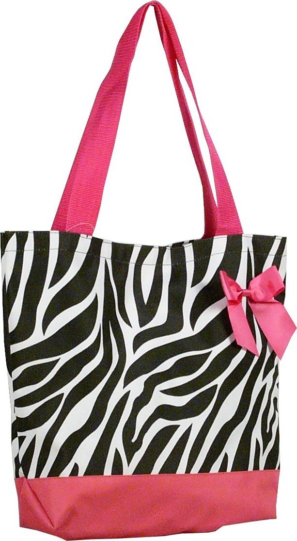 Zebra Pink Trim Shopping Bag - 17"