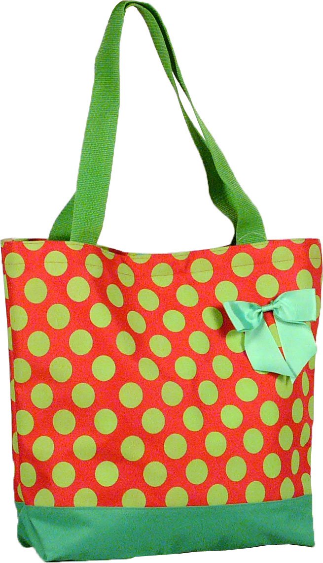 Green Polka Dot Shopping Bag - 17"