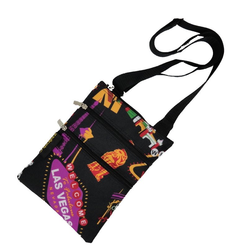 Las Vegas Theme Passport 3 Zippers Bag - 10"
