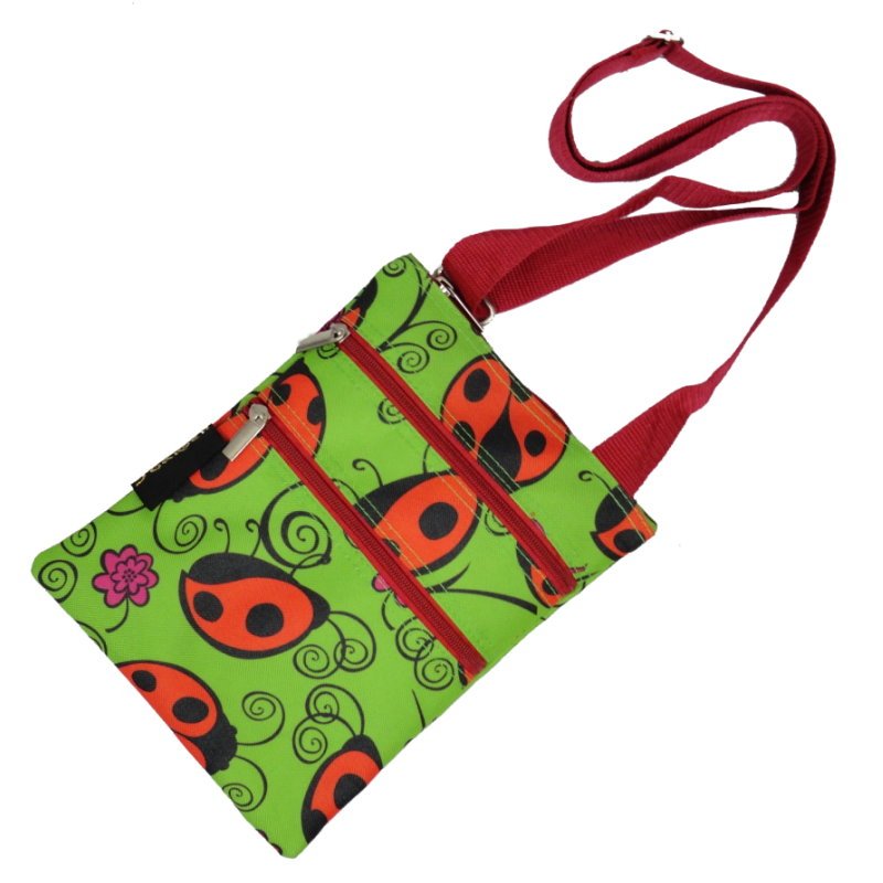 Lady Bug 3 Zippers Passport Bag - 10"