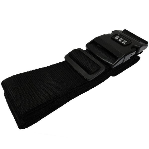 Luggage Strap w/ Lock Buckle, Black - 75"