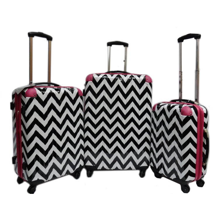 Chevron Black & White Pink Trim Set - 20", 24" 28"
