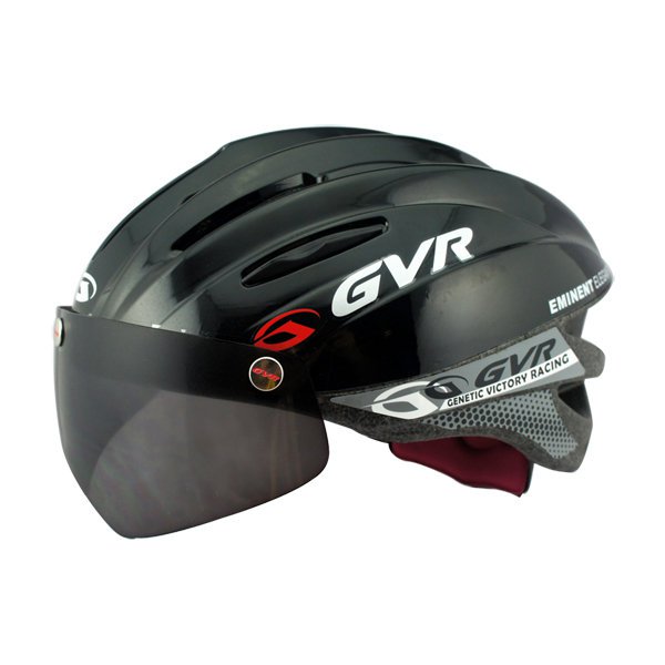GVR Cycling Helmet G-203V With Magnetic Visor Solid - Black Free Shipping !