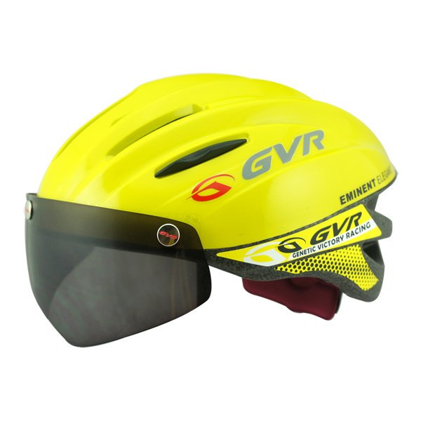 GVR Cycling Helmet G-203V With Magnetic Visor Solid - Yellow Free Shipping !