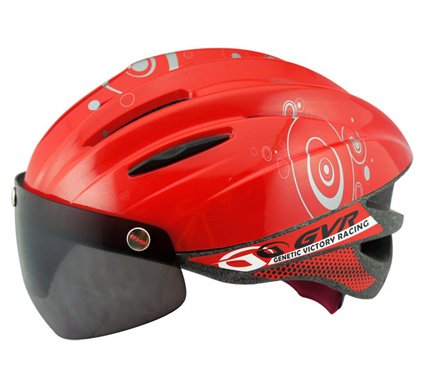 GVR Cycling Helmet G-203V With Magnetic Visor Bubble - Red Free Shipping !
