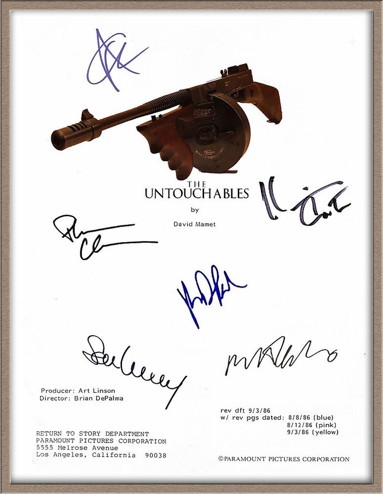 KEVIN COSTNER ROBERT DENIRO ANDY GARCIA SIGNED X6 "THE UNTOUCHABLES" SCRIPT RPT