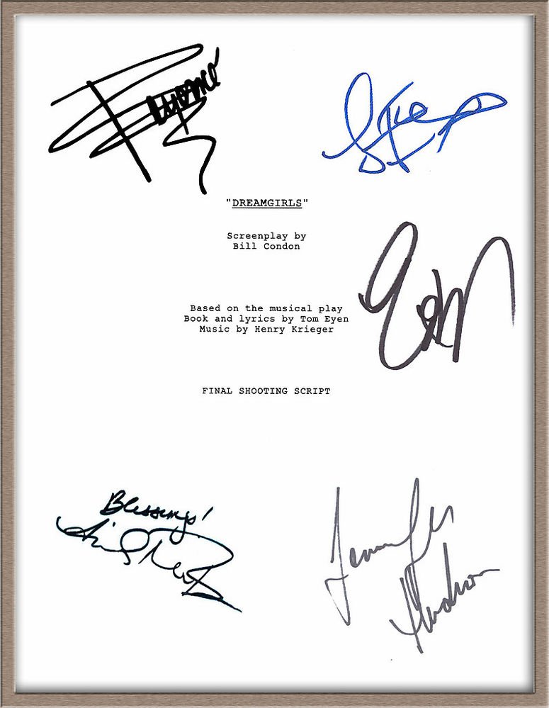 BEYONCE KNOWLES JENNIFER HUDSON SIGNED X5 "DREAMGIRLS" FILM SCRIPT w/ LYRICS RPT