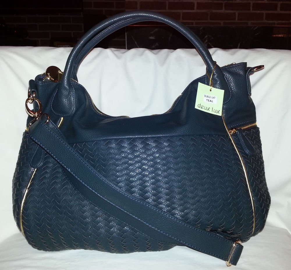 Deux Lux Handbag-Bowery B Sides Large Woven Satchel Teal or Grape-NEW- RP: $150