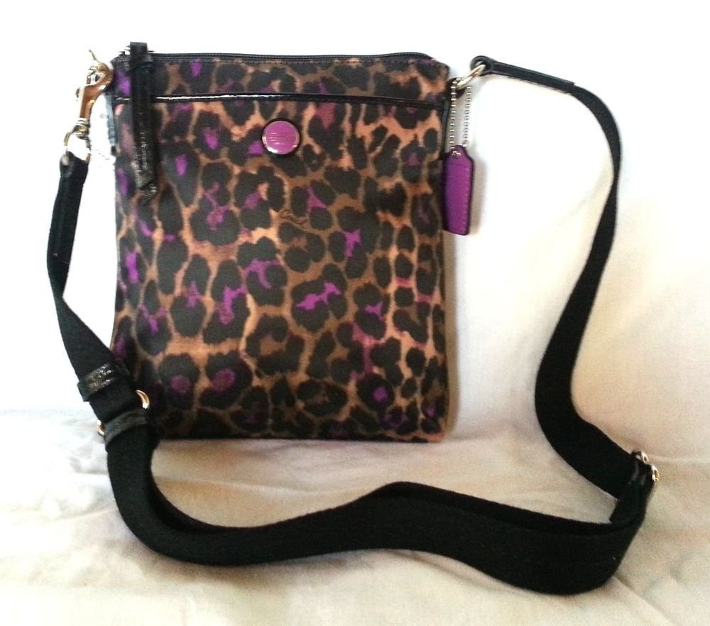 COACH Ocelot Print Swingpack Shoulder Bag/Crossbody Bag in Violet-NWT-SRP: $148