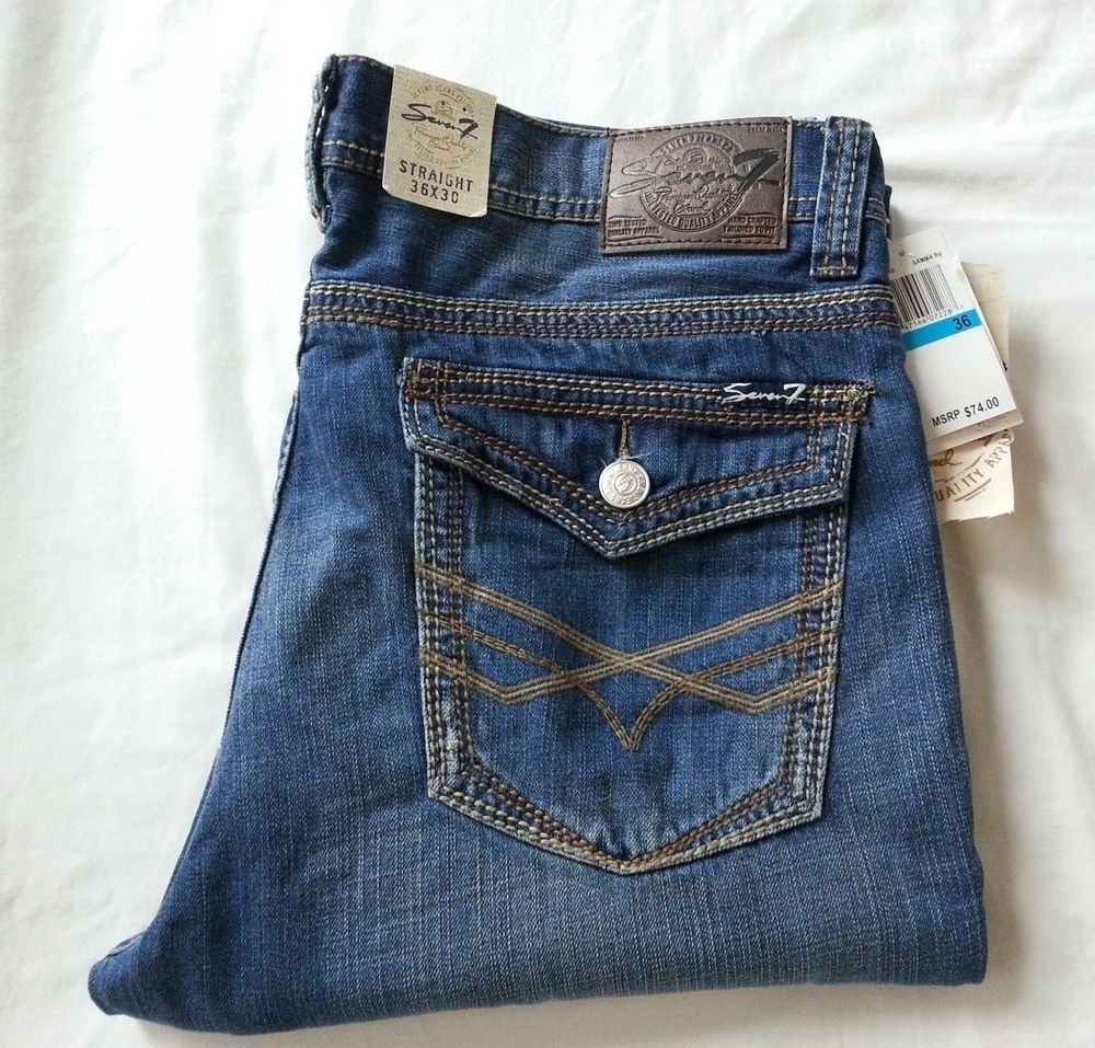 SEVEN 7 PREMIUM Men's Denim Straight Cut Jeans Gamma Blue-NWT-SRP: $74
