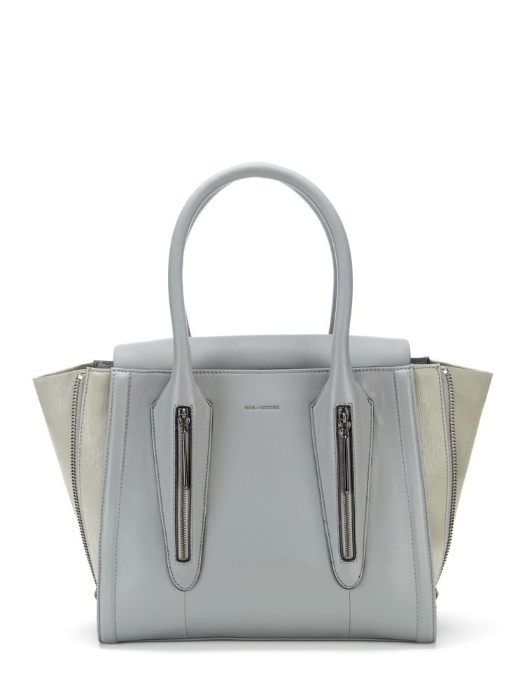 Pour La Victoire Handbag Leather Riche Tote Bag in Light Steel Grey-NWT-RP: $445