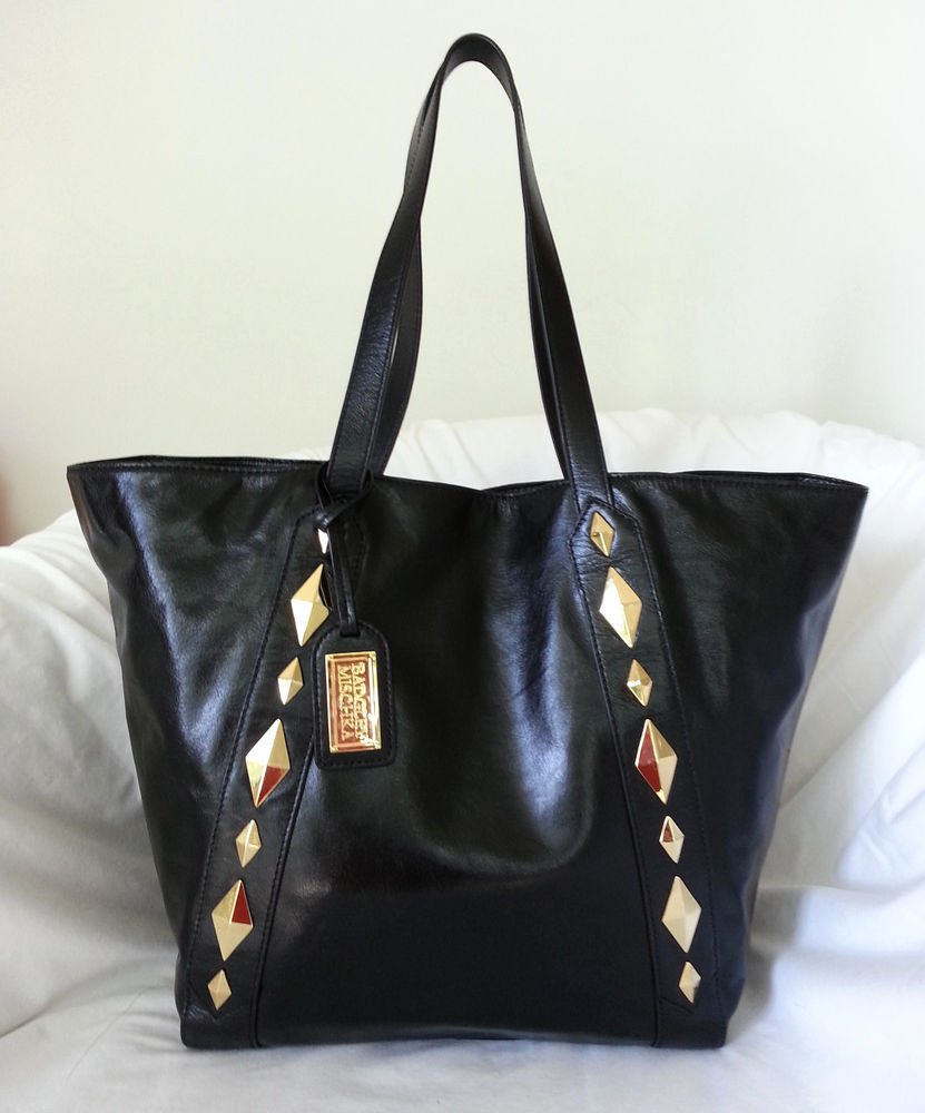 BADGLEY MISCHKA HANDBAG LEATHER TERRI SHINE TOTE BAG IN BLACK-NW-RP: $395