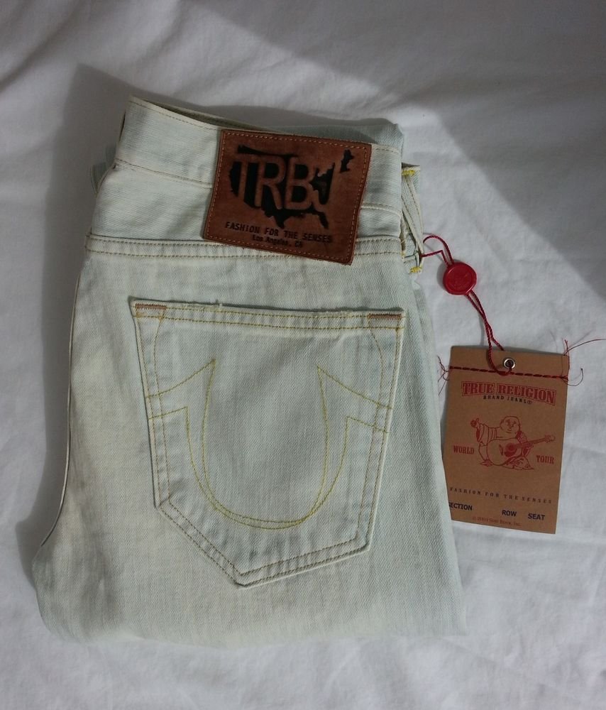 TRUE RELIGION GENO PHOENIX Straight Jeans Fisher (light blue) Mens 30 x 33