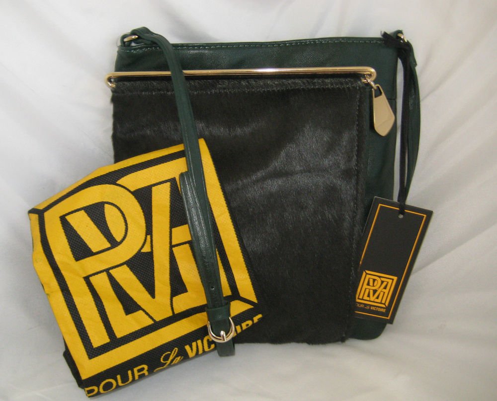 Pour La Victoire Getty Calf Hair and Leather Crossbody Bag in Olive -NWT-SRP$245