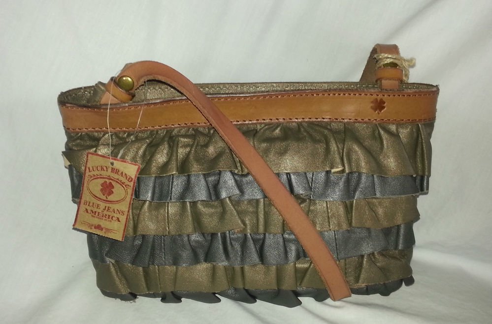 LUCKY BRAND PICKFARE RUFFLE LEATHER WESTERN METALLIC CROSSBODY BAG-NWT-SRP:$149