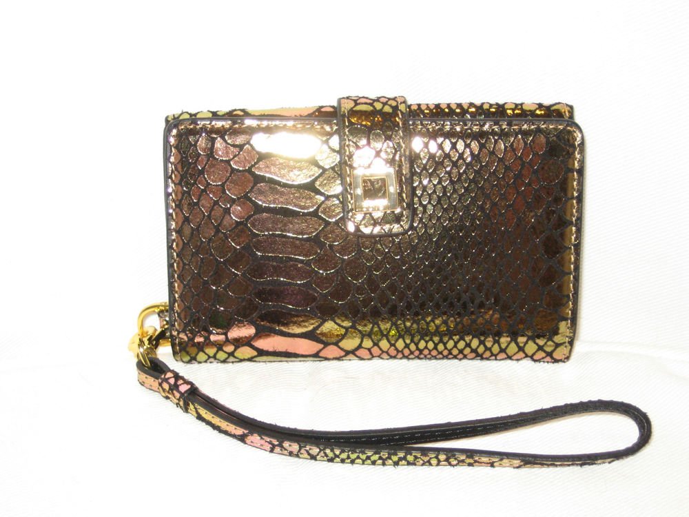 LODIS Cassie Metallic Leather Smartphone/iPhone Wristlet in Candlelight-NWT