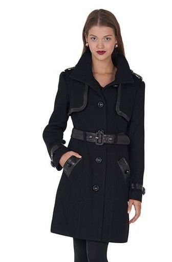 Badgley Mischka Liv Stand Collar Wool Coat in Black-NWT-RP: $495.00