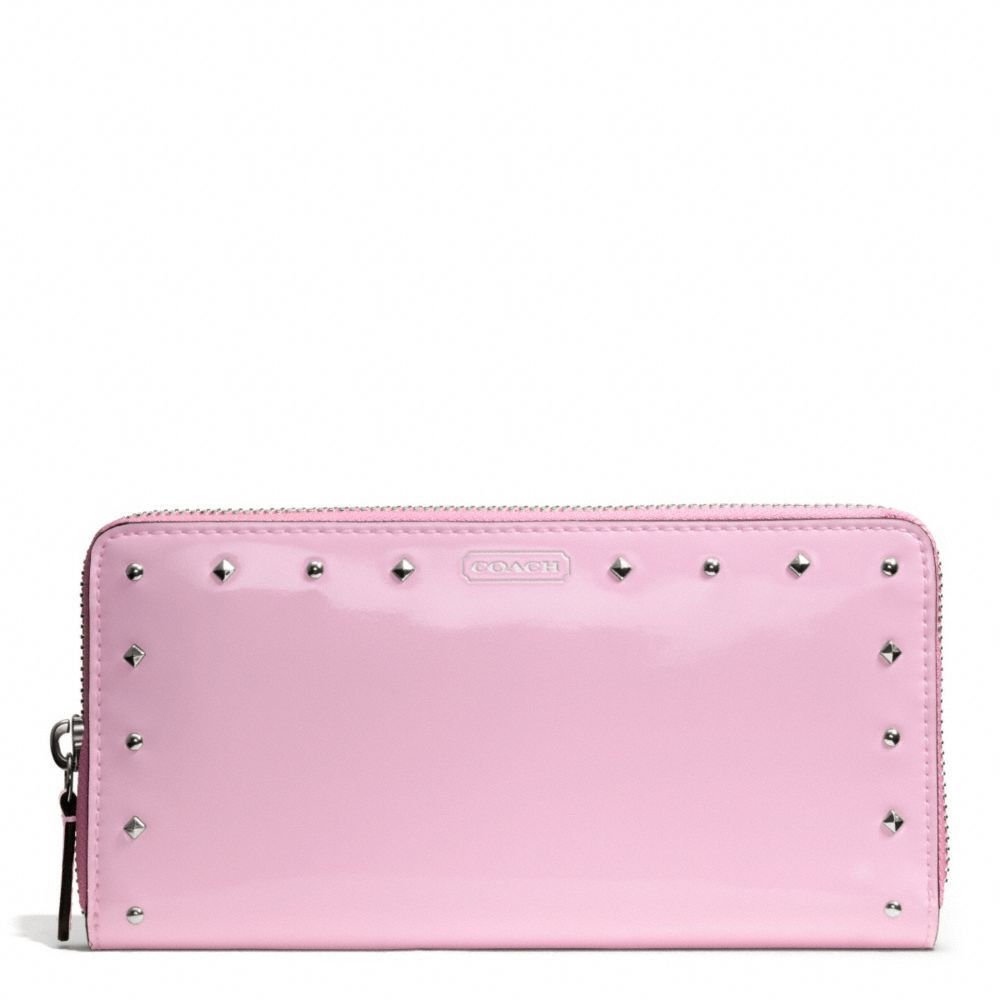 COACH Wallet-Studded Liquid Gloss Zip Around Wallet in Pale Pink-NWT-SRP: $228