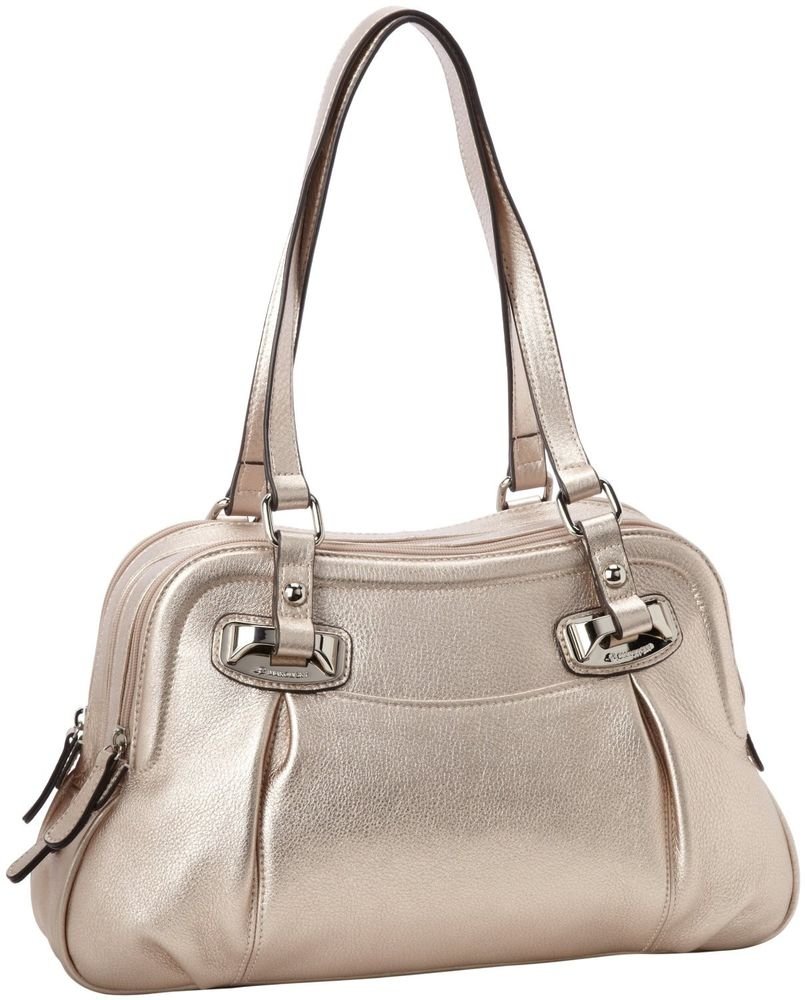 B. Makowsky Halia Metallic Leather Triple Zip Satchel/Shoulder Bag-NWT-SRP: $268