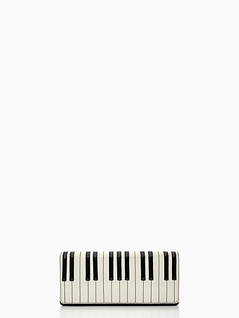 Kate Spade New York Duet Piano Clutch Bag in Black/White Leather-NWT-$195.00