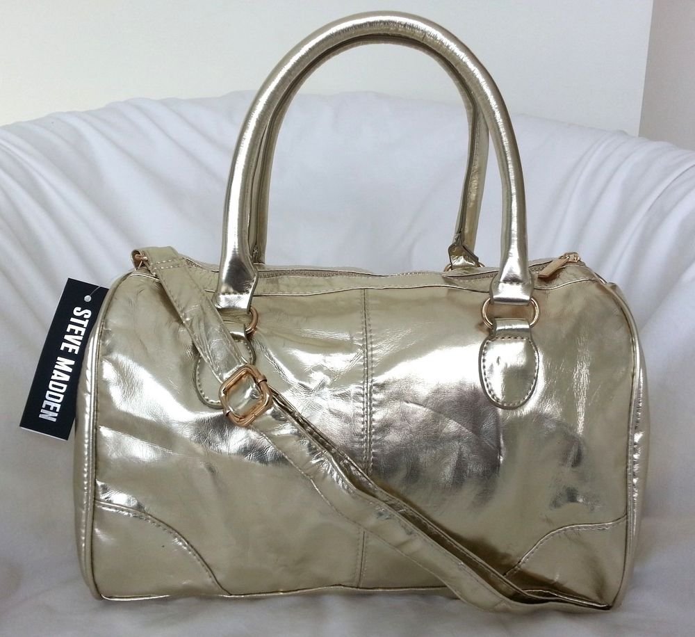 Steve Madden BREFLECTIVE Satchel/Small Duffle Bag in Gold or Silver-NWT-RP: $78