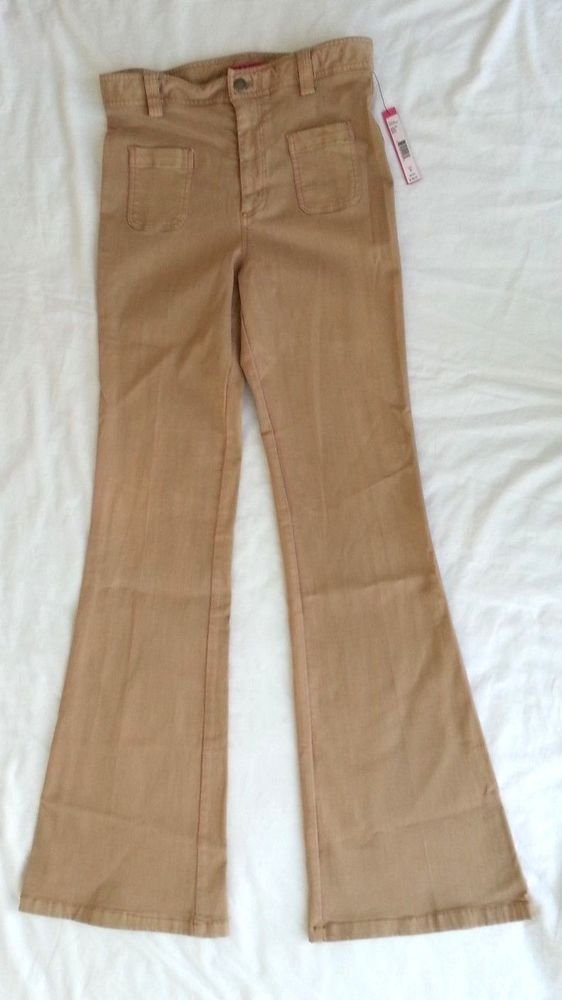 Alice & Olivia High Waist Bell Bottom Jeans in Beige Size 8-NWT-RP:$198