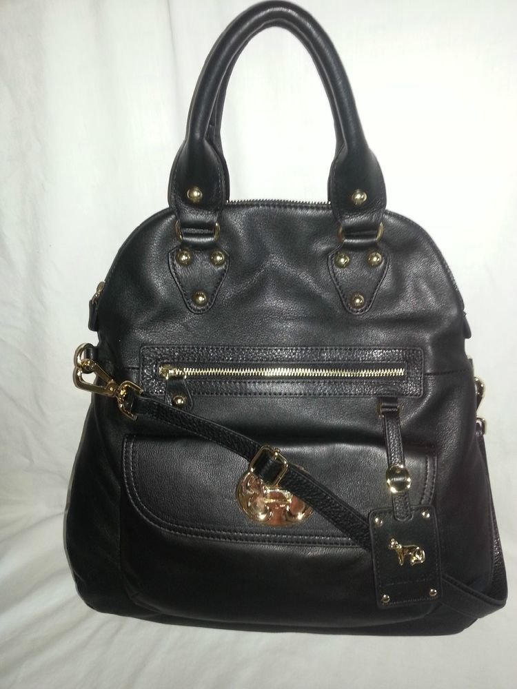 EMMA FOX Leather Classics Foldover Tote/Crossbody Bag in Black NWT-SRP:$298.00