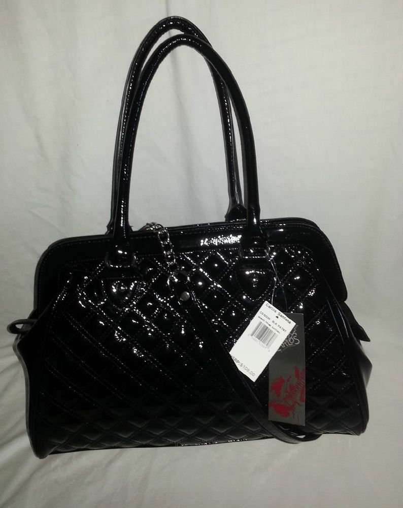 Carlos Santana Black Patent Nomad Frame Satchel Shoulder Bag-NWT-SRP:$108