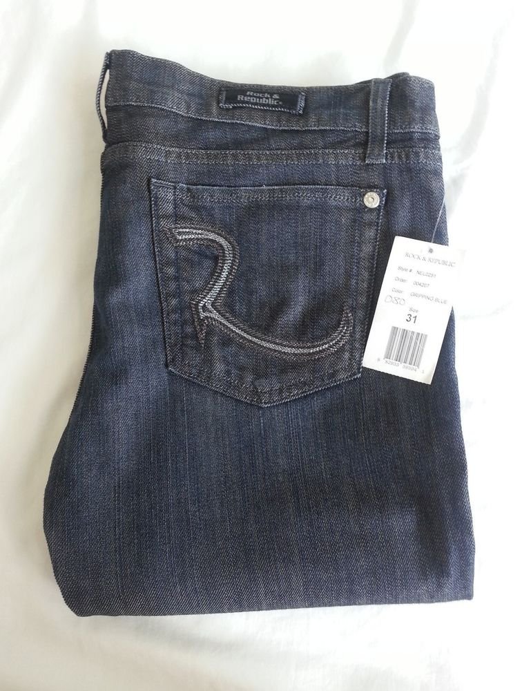 Women's Rock & Republic Costello Low-Rise Jeans in Gripping Blue Sz 31 SRP:$180