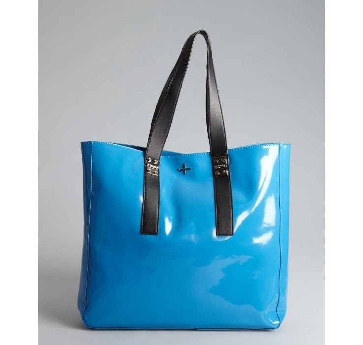 Pour La Victoire Pacific Blue Leather Melee East/West Tote Bag NWT-SRP: $295.00