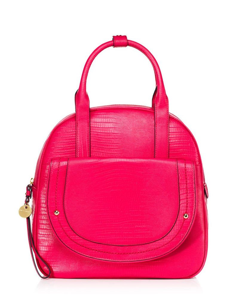 Juicy Couture Sierra 'Lizard' Leather Mod Box Tote/Satchel Bag in Pink-NWT $228