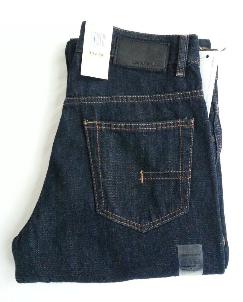 Men's Calvin Klein Denim Jeans Straight Cut 30 x 30 in Dark Wash NWT-RP: $59.50