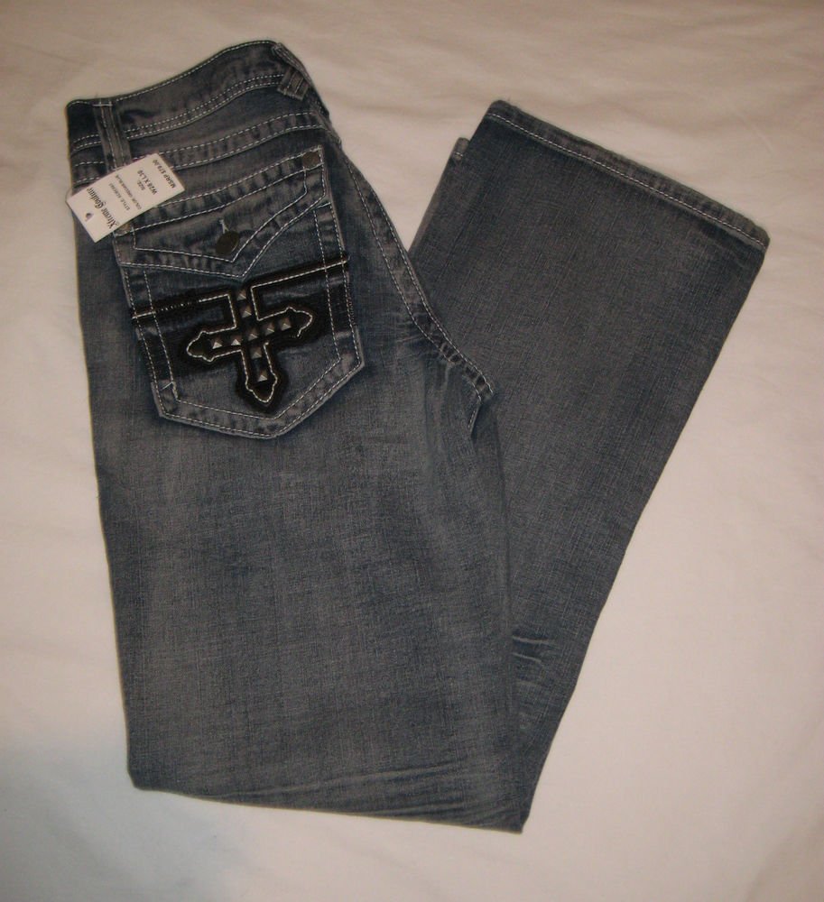XTREME COUTURE-AFFLICTION Grecian Studded Cross Pocket JEANS MENS 28 x 30 NWT