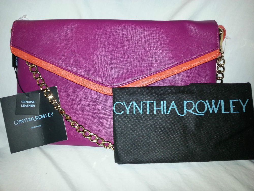 CYNTHIA ROWLEY Leather Envelope Convertible Shoulder/Crossbody Fuschia Pink-NWT