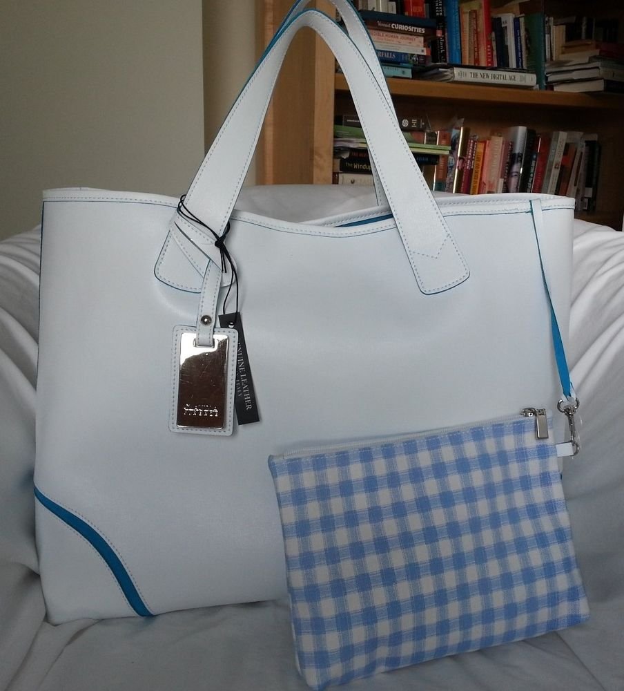 CLAUDIA Firenze Large Textured White Leather and Suede Tote Bag-NWT-SRP: $395