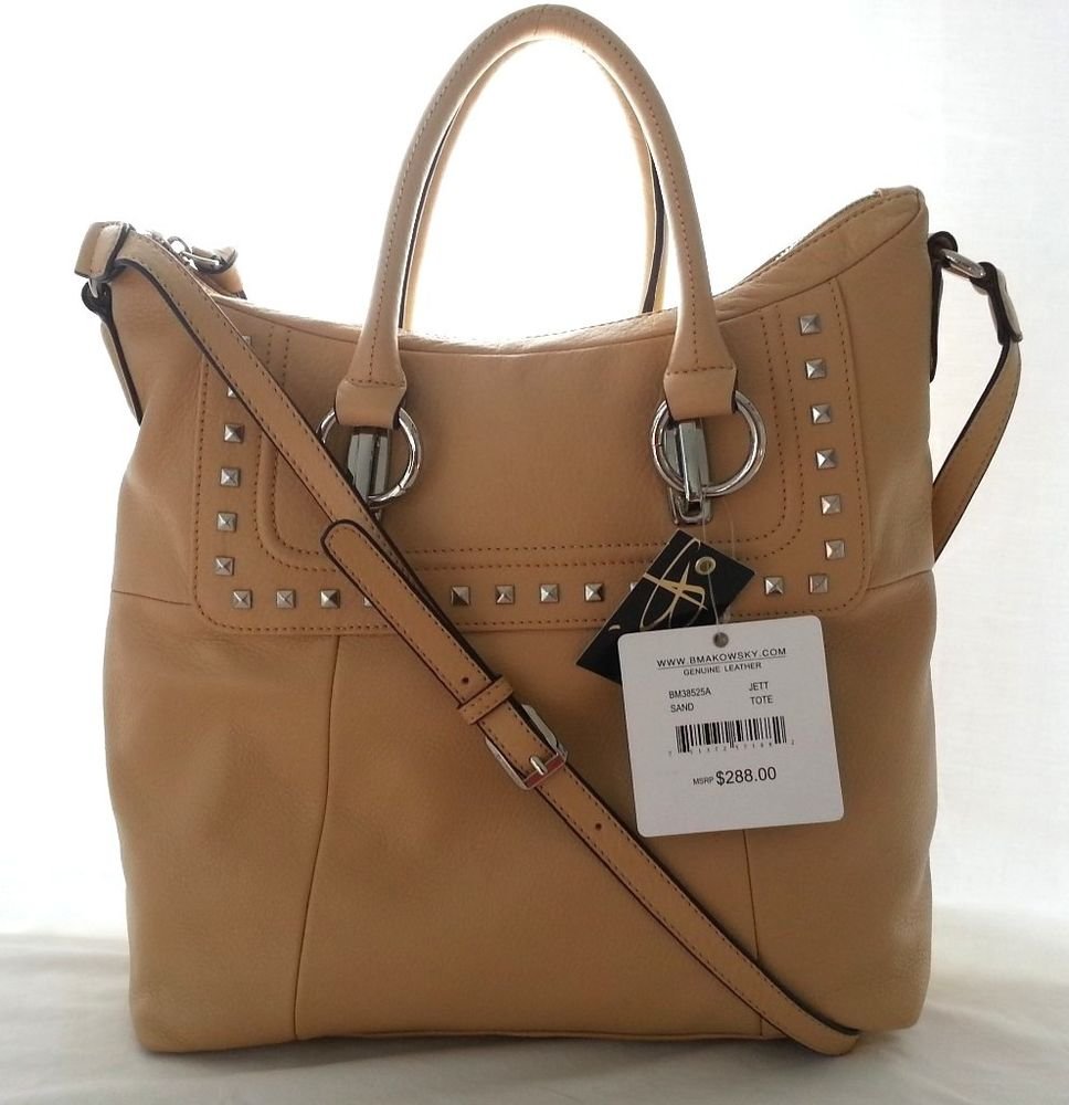 B. Makowsky Jett Leather Tote Shoulder Bag in Sand-NWT-SRP: $288