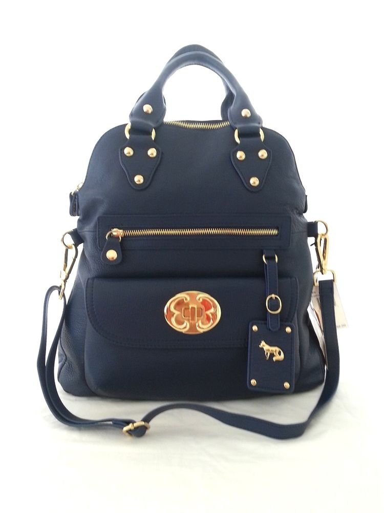 EMMA FOX Leather Classics Tote/Crossbody Bag in Ultramarine Blue-NWT-SRP:$298.00