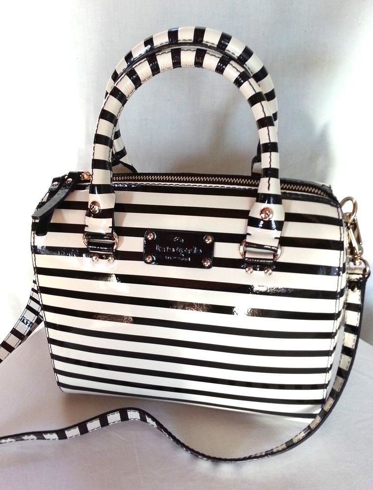 Kate Spade Handbag NEW Wellesley Patent Stripe Alessa Satchel Handbag NWT $378