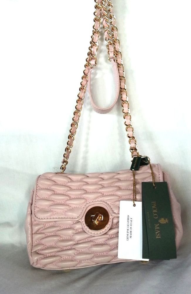 Paolo Masi Quilted Leather Crossbody/Shoulder Bag Pale Rose-NWT-Made in Italy