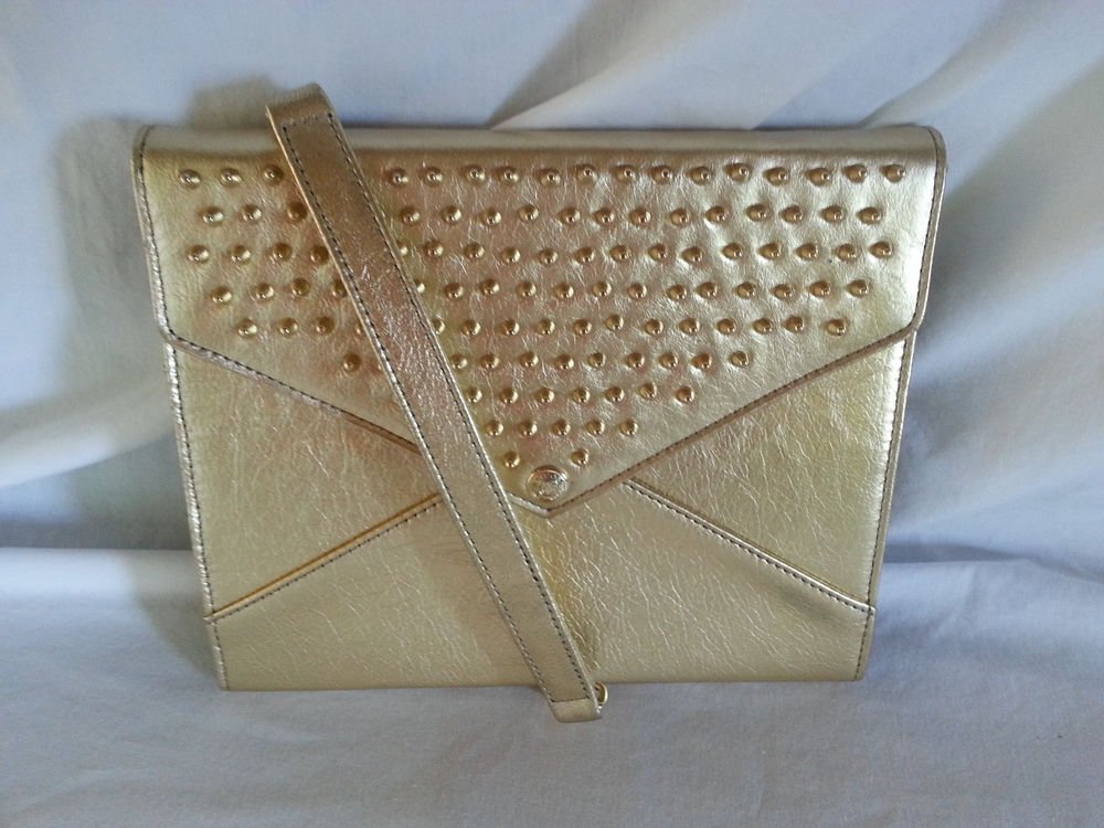 Rebecca Minkoff Spikey Studded Gold Metallic Leather iPad Case-NWT-SRP:$250