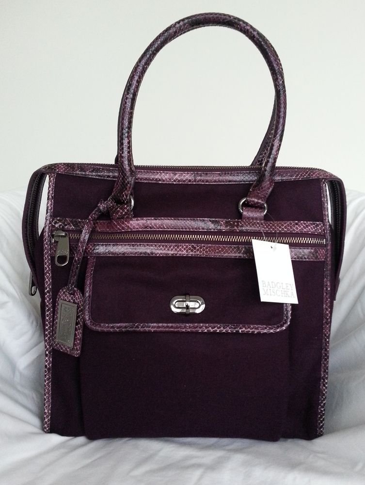 Badgley Mischka Angela Wool/Python Leather Tote/Shoulder Bag-NWT-RP: $398
