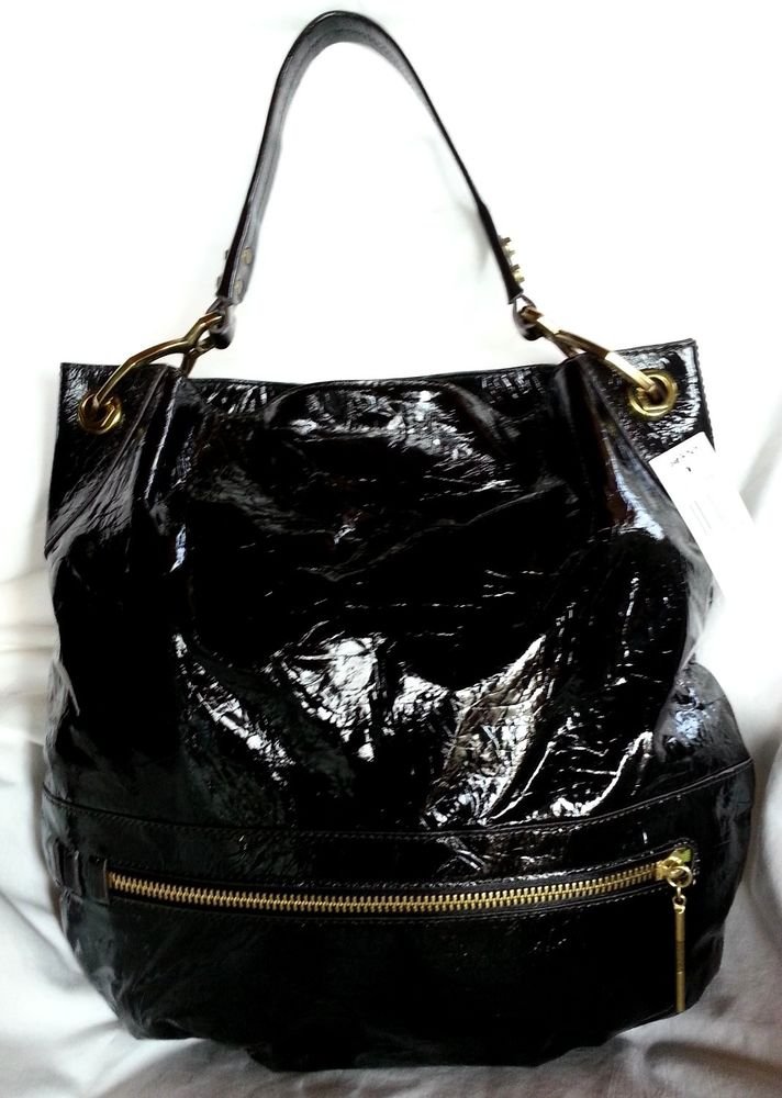 orYANY Lucy Crocodile Patent Leather Hobo Shoulder Bag in Black-NWT-RP:$375.00