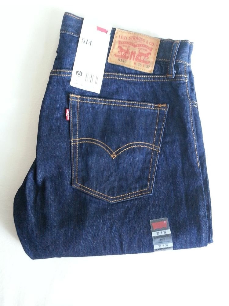 MEN'S LEVI'S 514 Slim, Straight Fit Dark Blue Jeans Sz 36 x 32 NWT - SRP $58
