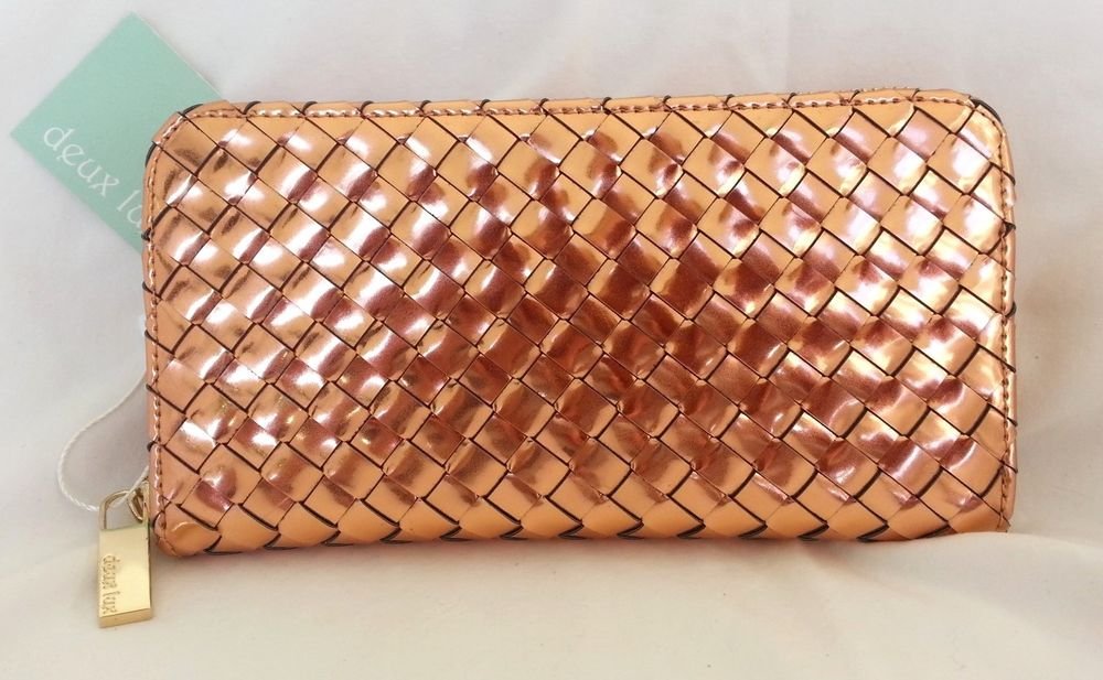 Deux Lux Wallet Metallic Sparkle-Zip-Around Silver, Gold, Rosegold-NWT-RP: $80